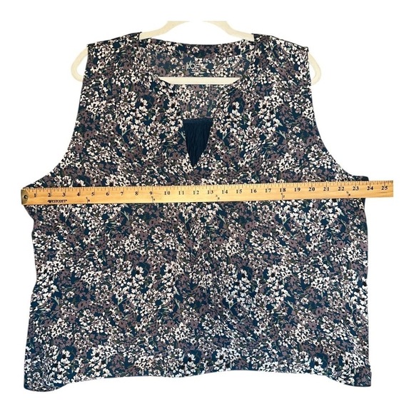 Loft Floral Print Split V Neck Sleeveless Blouse, XL - Picture 4 of 6